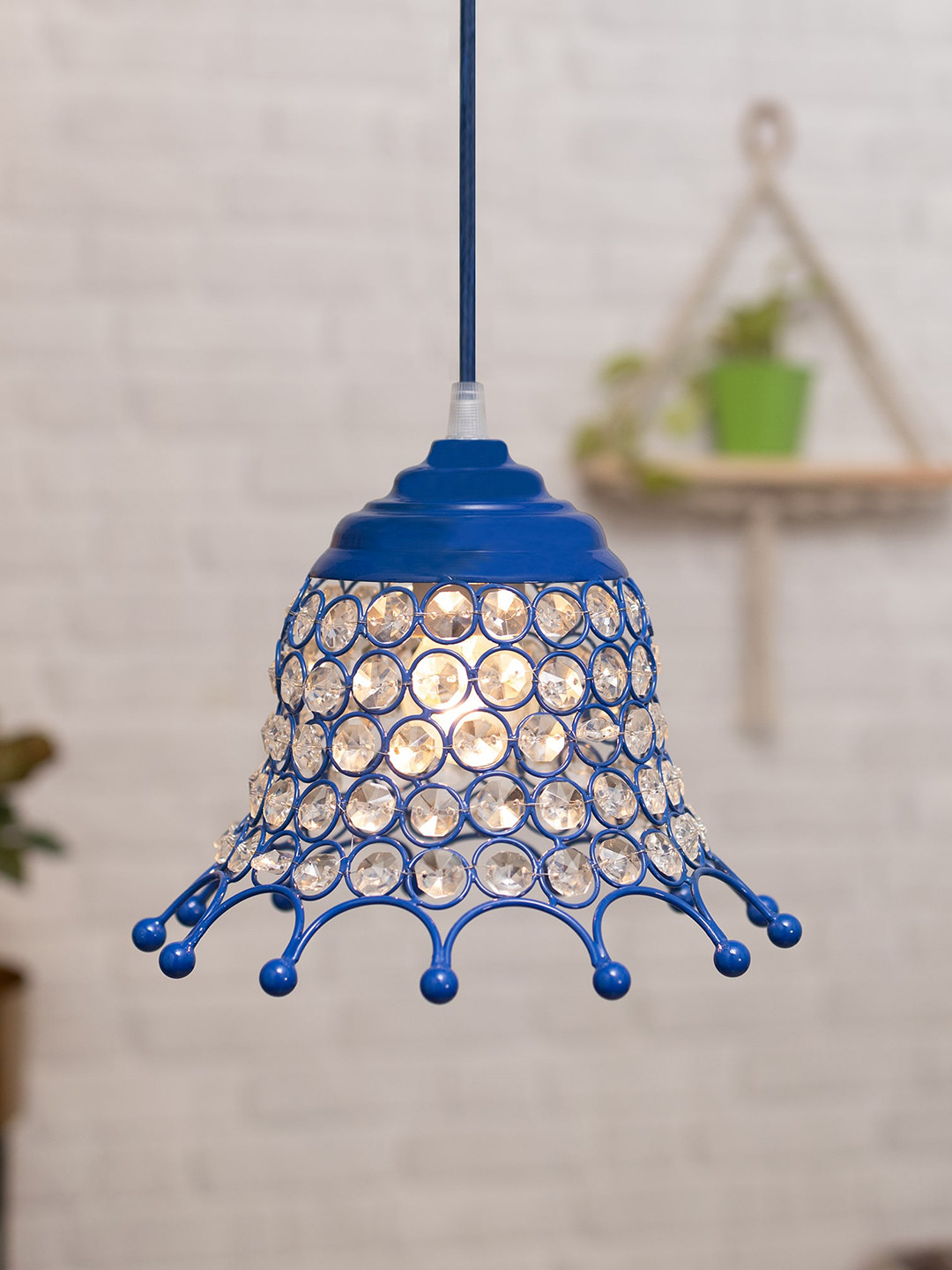 Homesake Unisex Blue Abstract Design Metal Ceiling Lamps