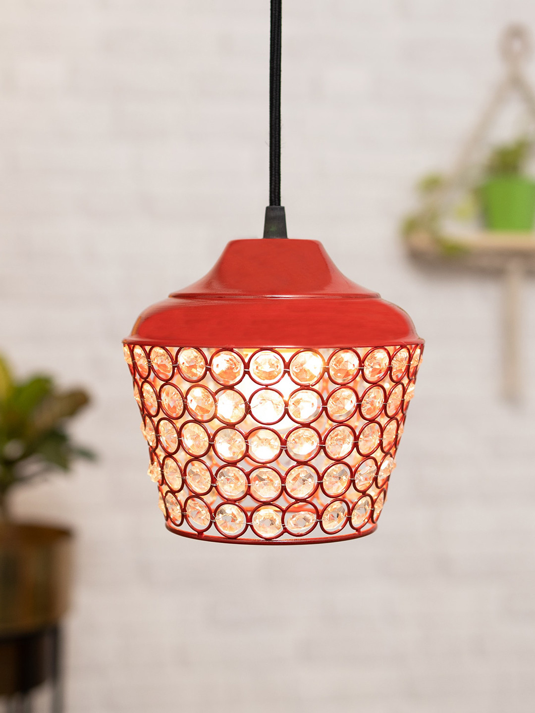 Homesake Red Crystal Metal Ceiling Pendant Lamp