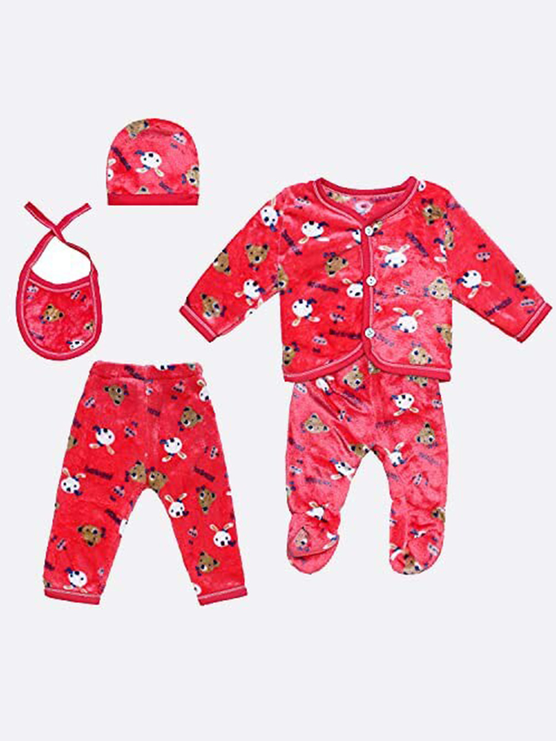 Superminis Kids Red & White  Set of 5 Printed Shirt with Pyjamas
