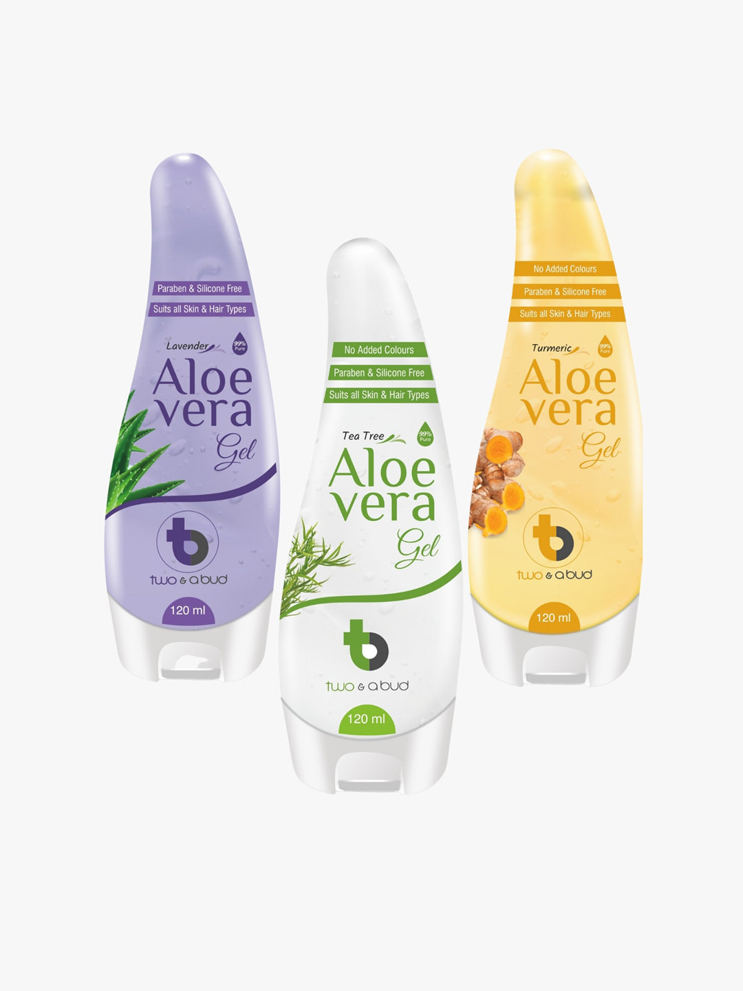 Two & A Bud Set Of 3 Pure Aloe Vera Gel 360ml