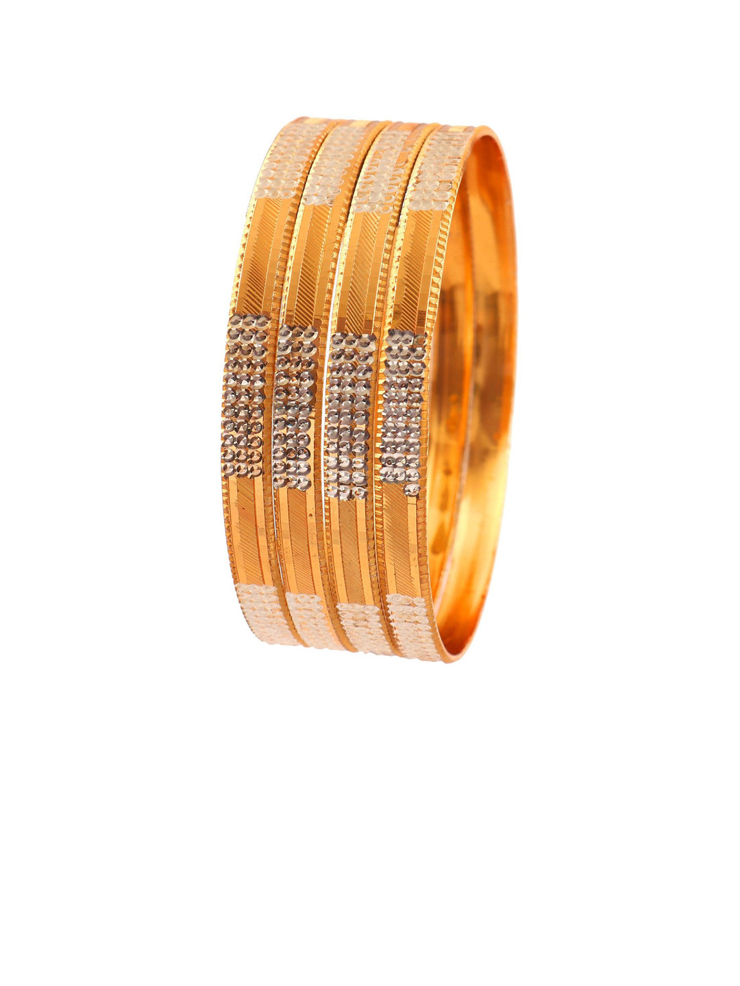 Jewar Mandi Set Of 4 Gold-Plated Stone Studded Bangles