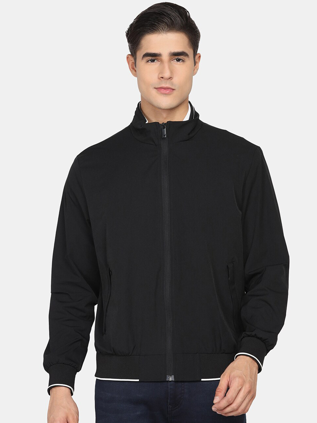 Blackberrys Men Plus Size Black Bomber Jacket