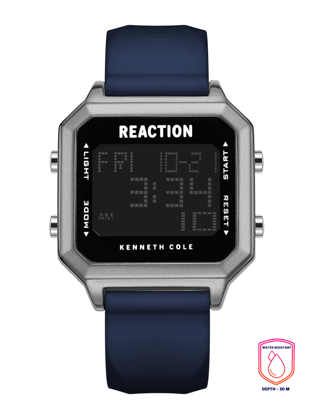 REACTION KENNETH COLE Unisex Black Dial & Blue Straps Digital Watch KRWGP9007802