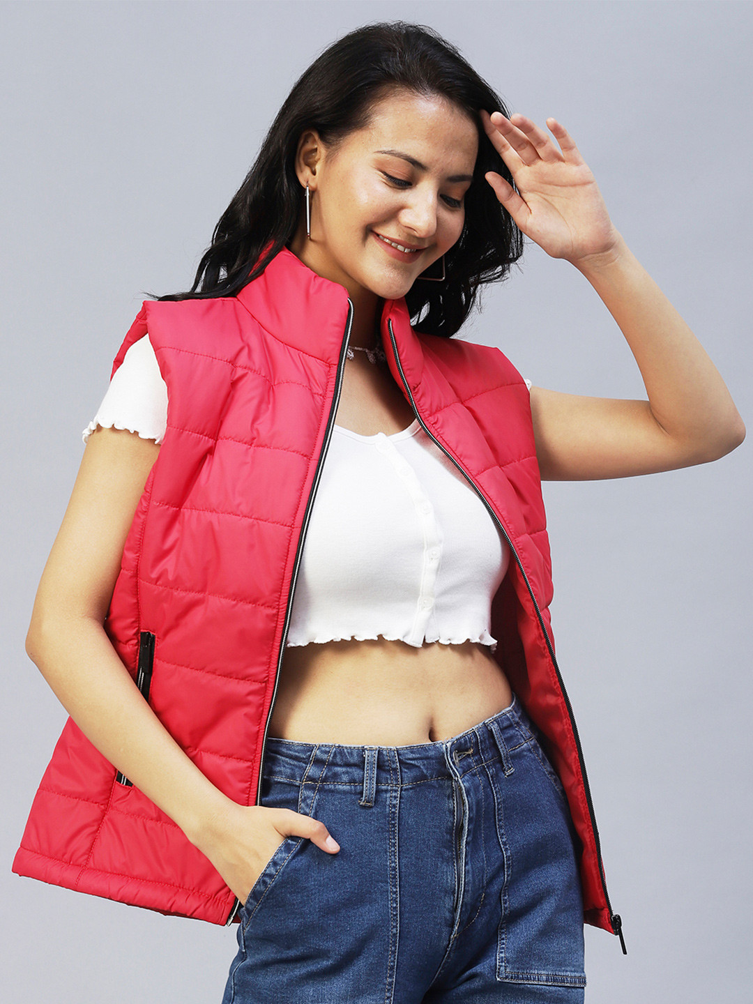 Rigo Women Red Lightweight Outdoor Padded Jacket