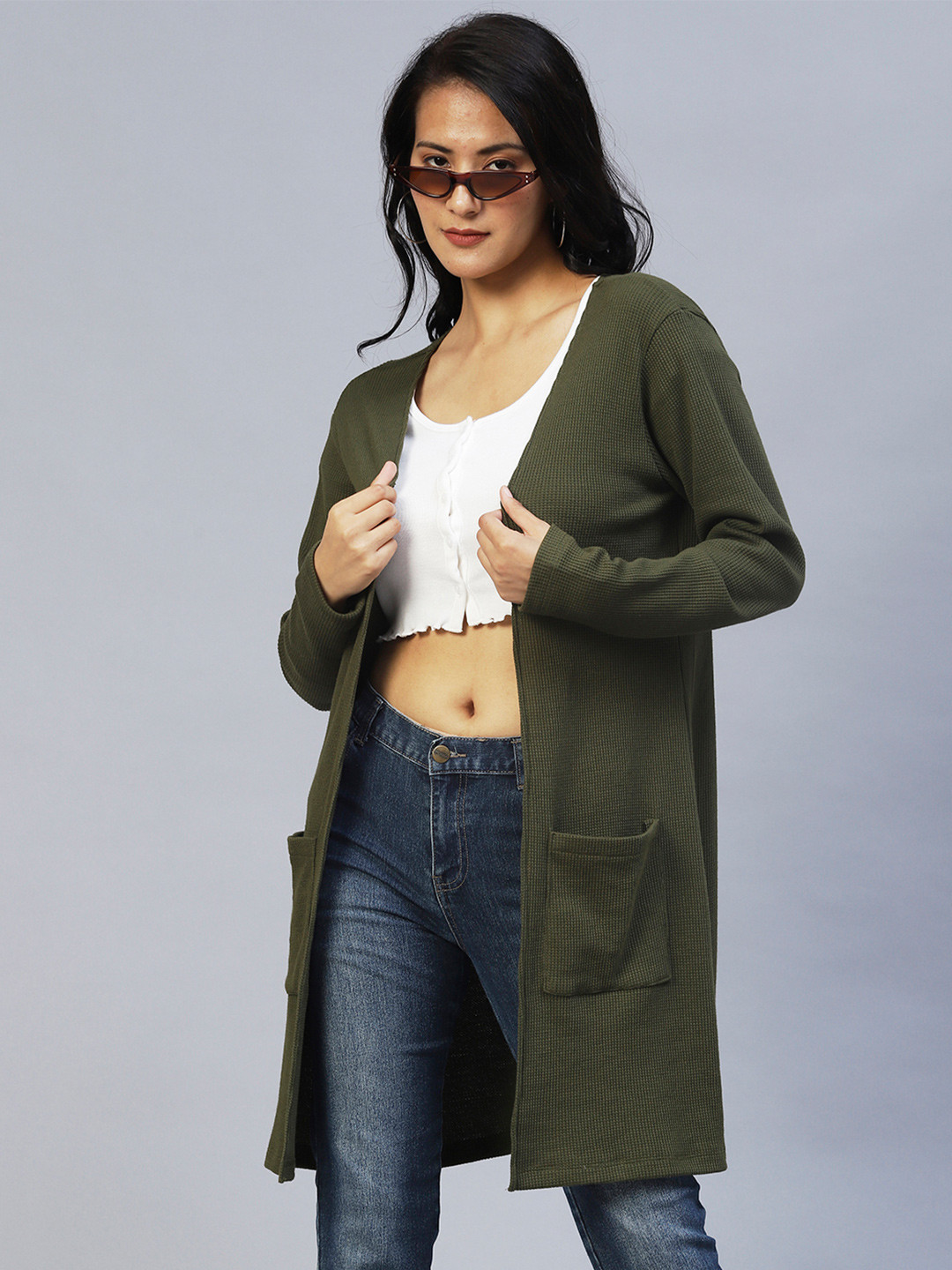 Rigo Solid Open Front Cotton Shrug