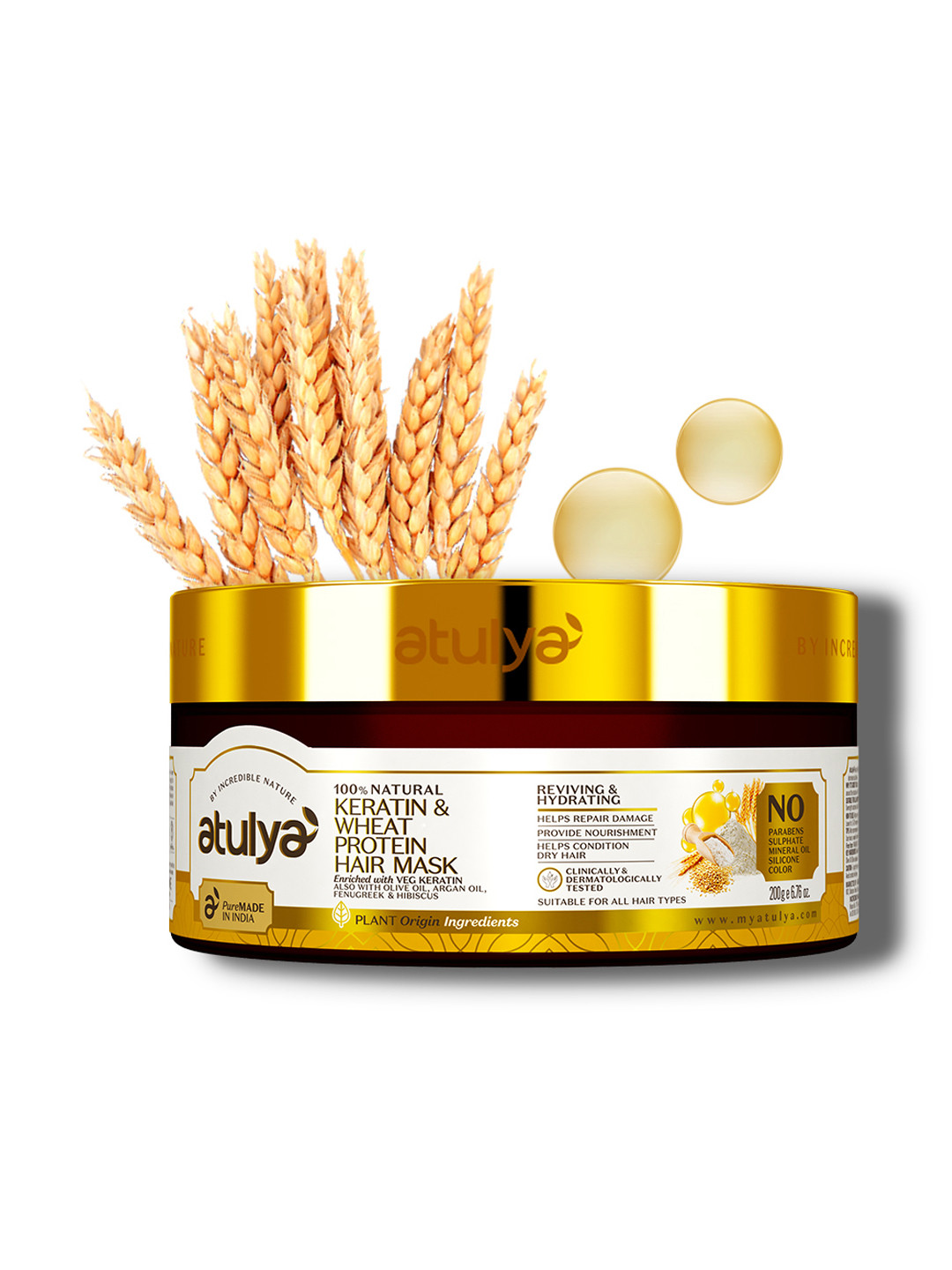 Atulya Keratin & Wheat Protein Hair Mask For Reviving & Hydrating - 200g