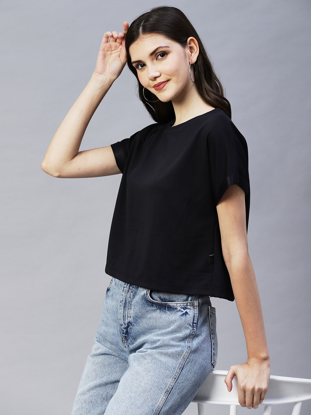Rigo Woman Solid Poly Corduroy Crop Top