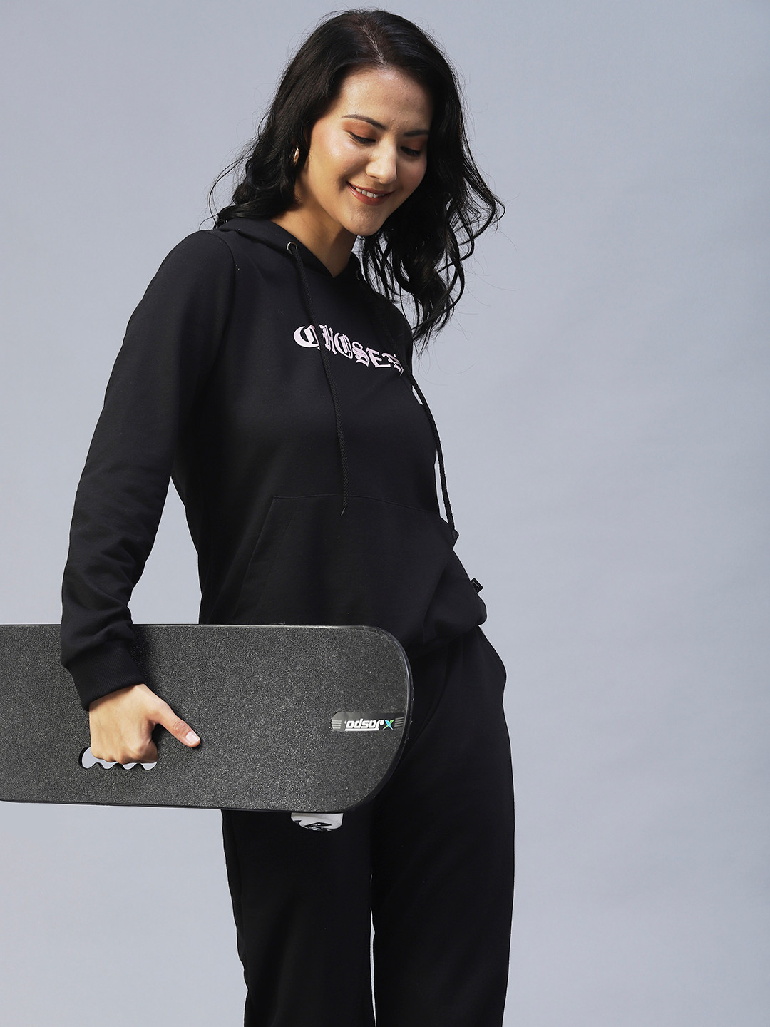 Rigo Women Printed Hooded Cotton Sweatshirt & Track Pant Tracksuit