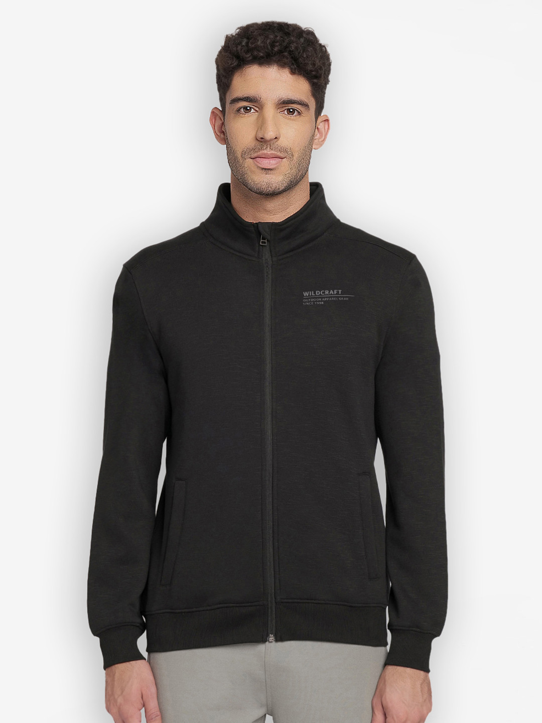 Wildcraft Front-Open Mock Collar Sweatshirt