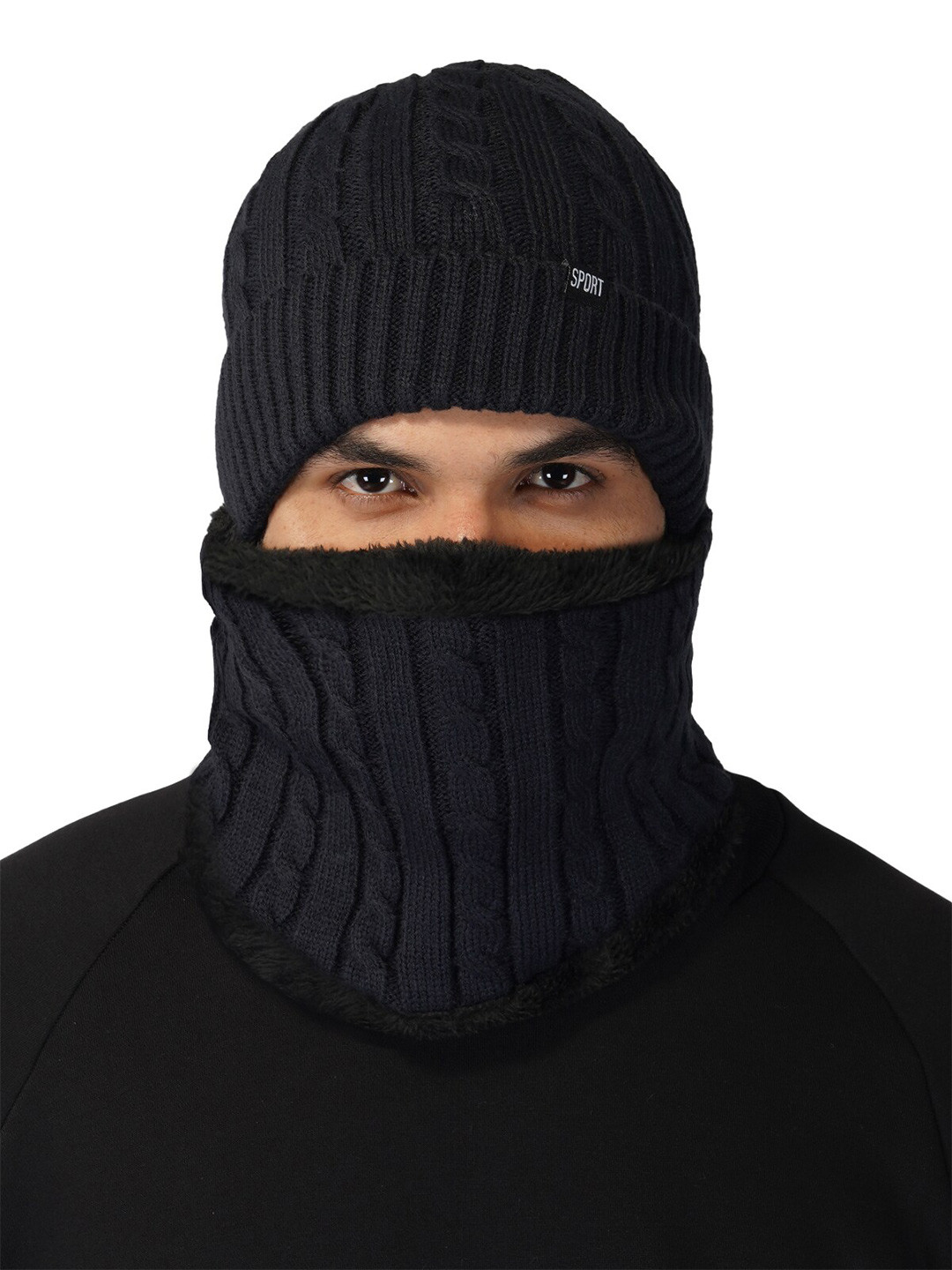 iSWEVEN Blue Caps with Neck Warmer 2 In1 Beanie