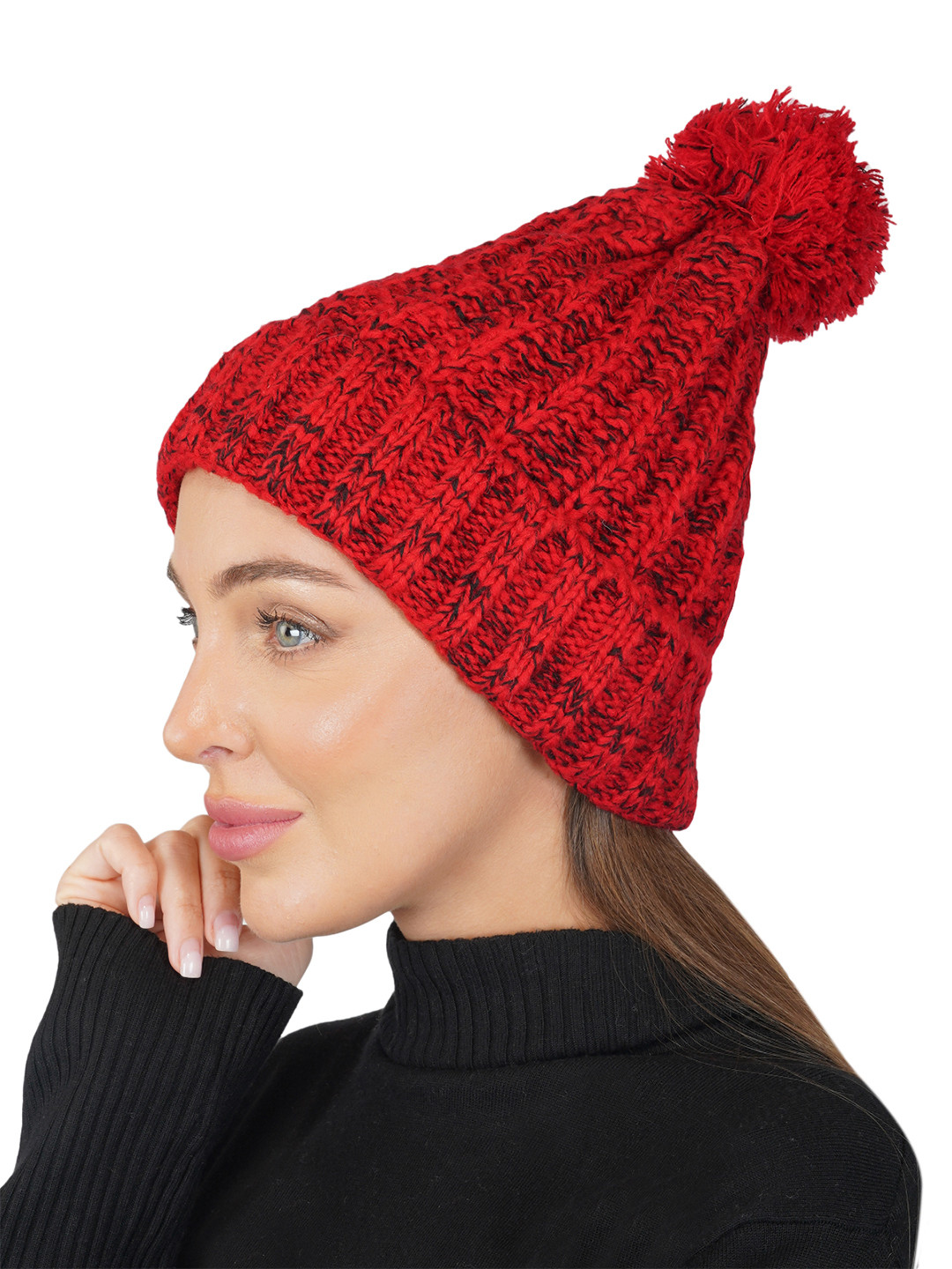 iSWEVEN Red & Black Slouchy Beanie