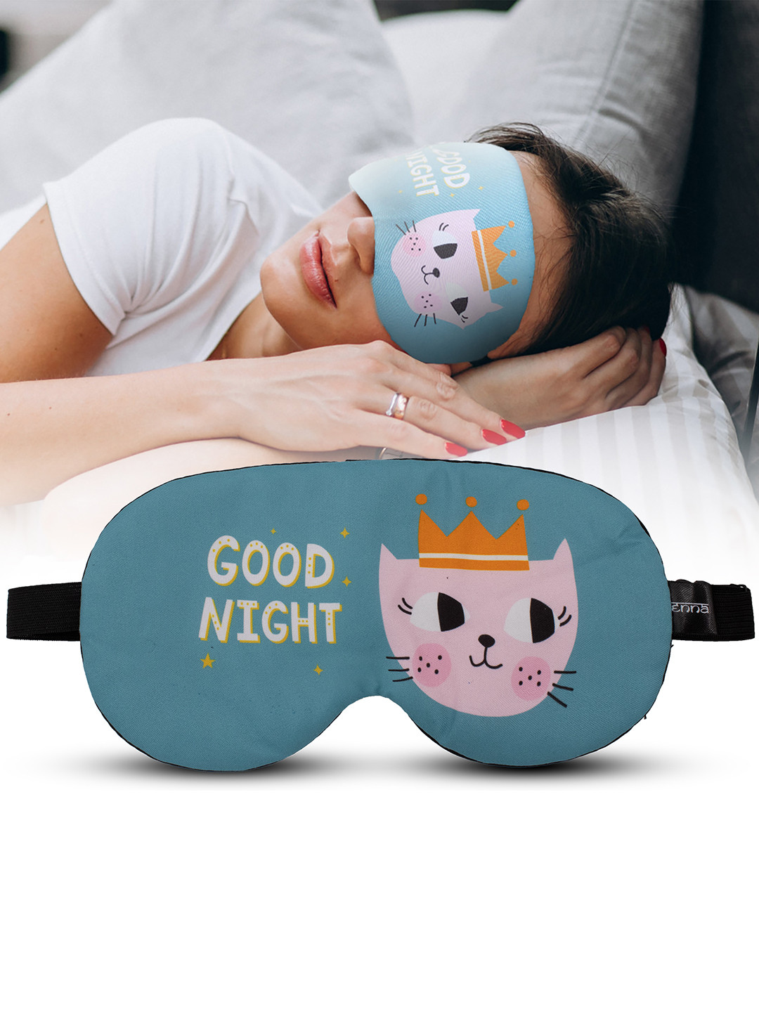 JENNA Blue and Pink Printed Sleeping Eye Mask
