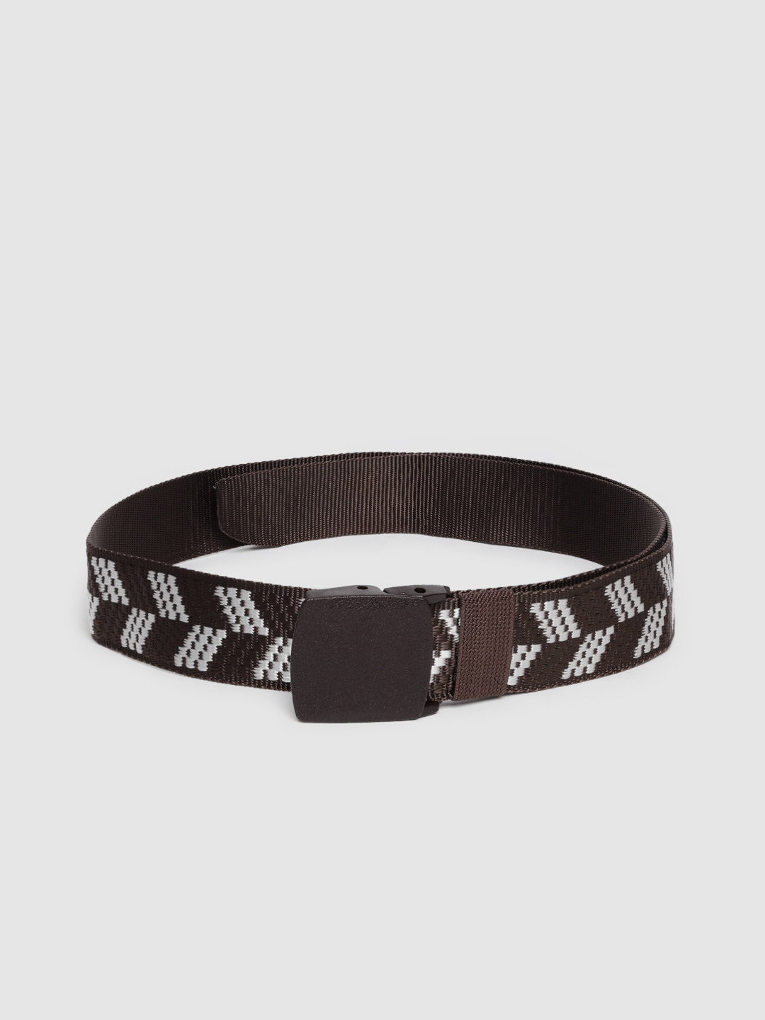 HIGHLANDER Men Brown & Grey Woven Design Belt