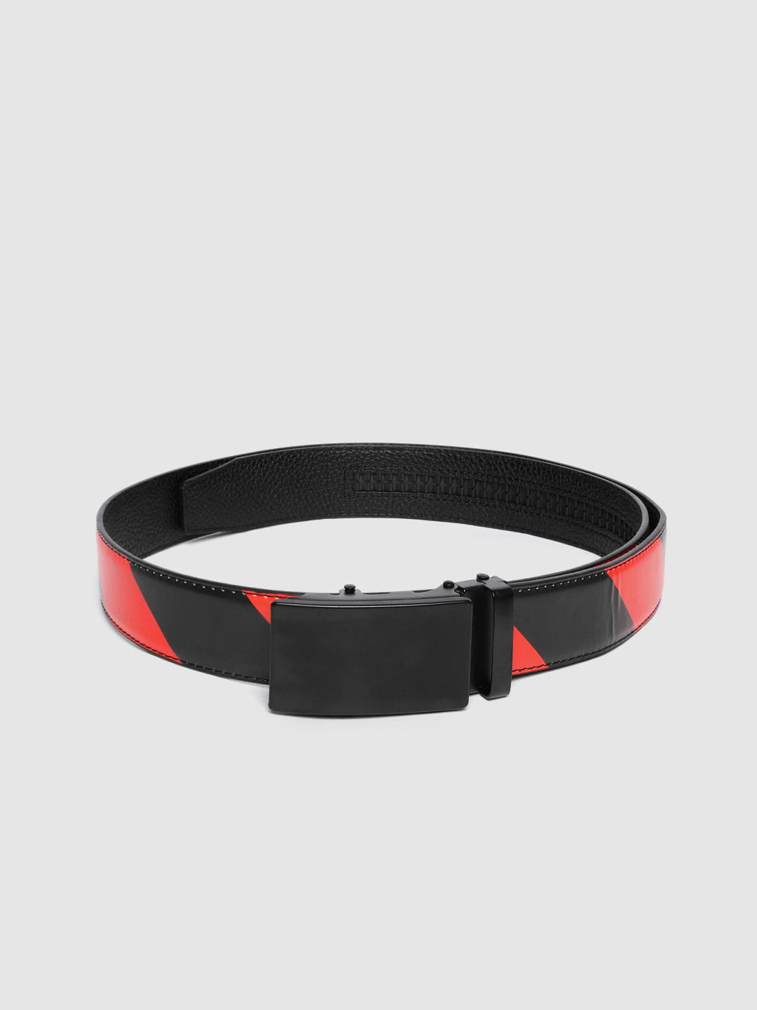 HIGHLANDER Men Black & Red Striped Belt