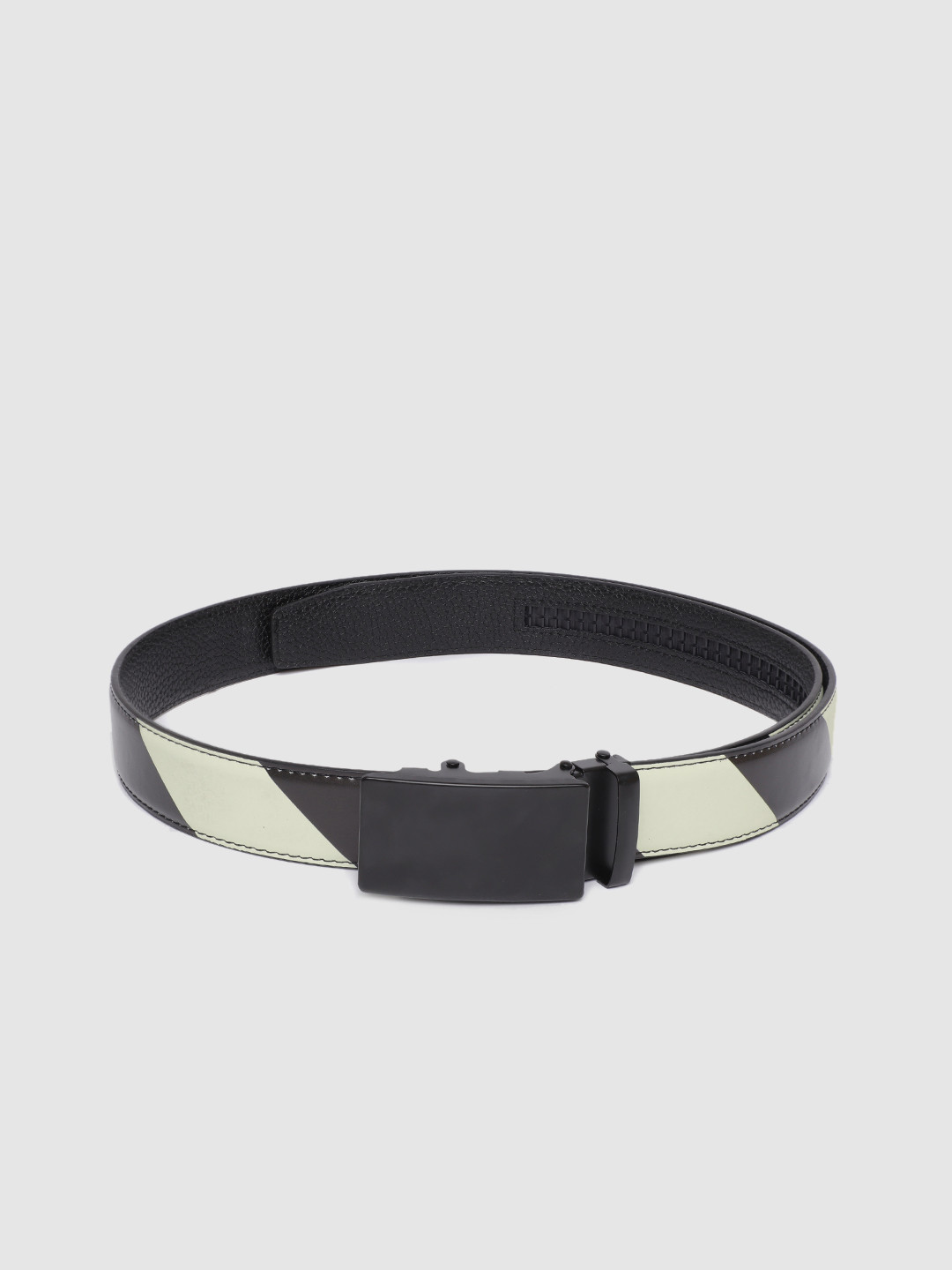 HIGHLANDER Men Black & White Striped Belt