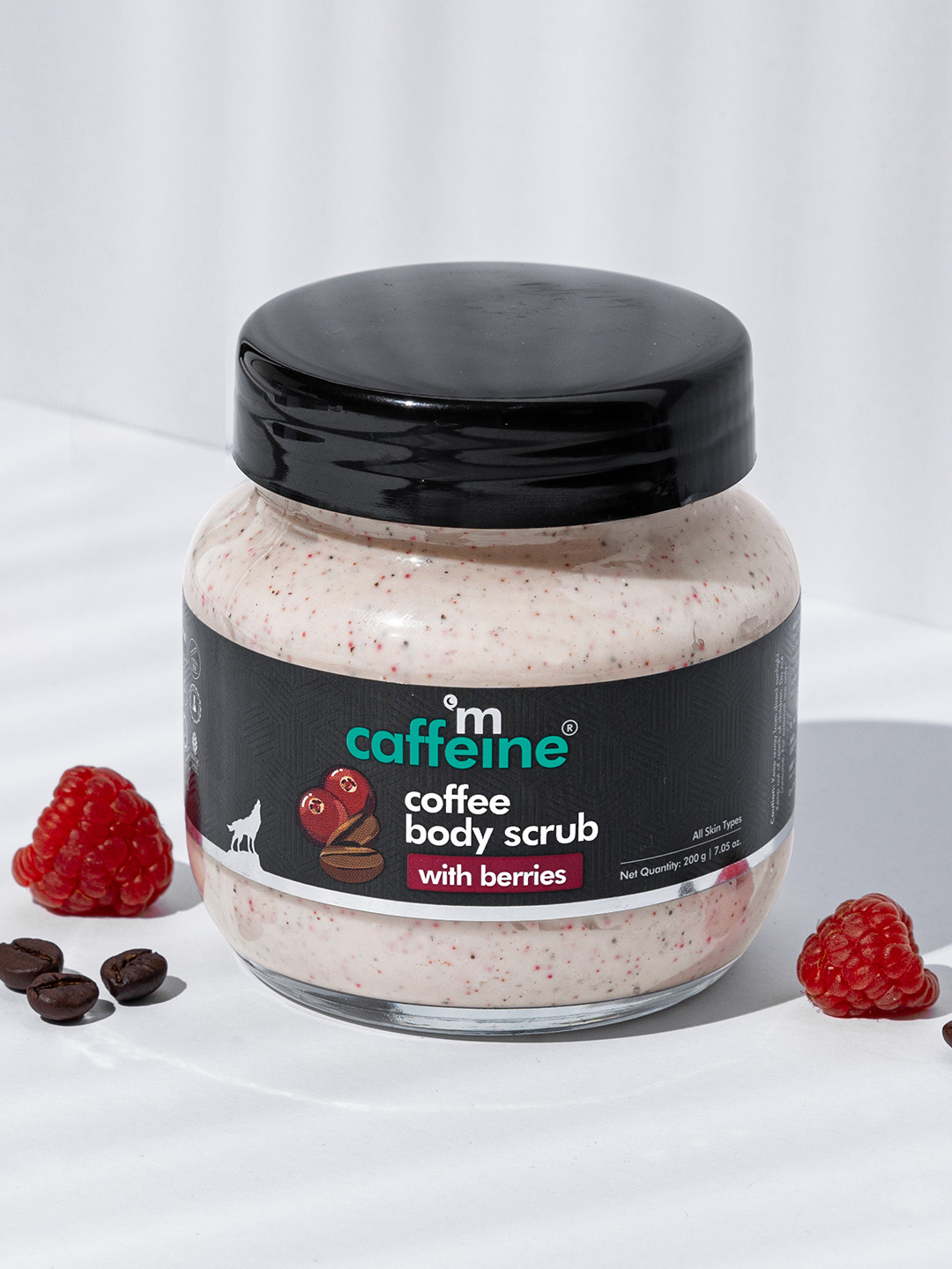 MCaffeine Creamy Coffee & Berries Moisturizing Exfoliating & Tan Removal Body Scrub - 200g
