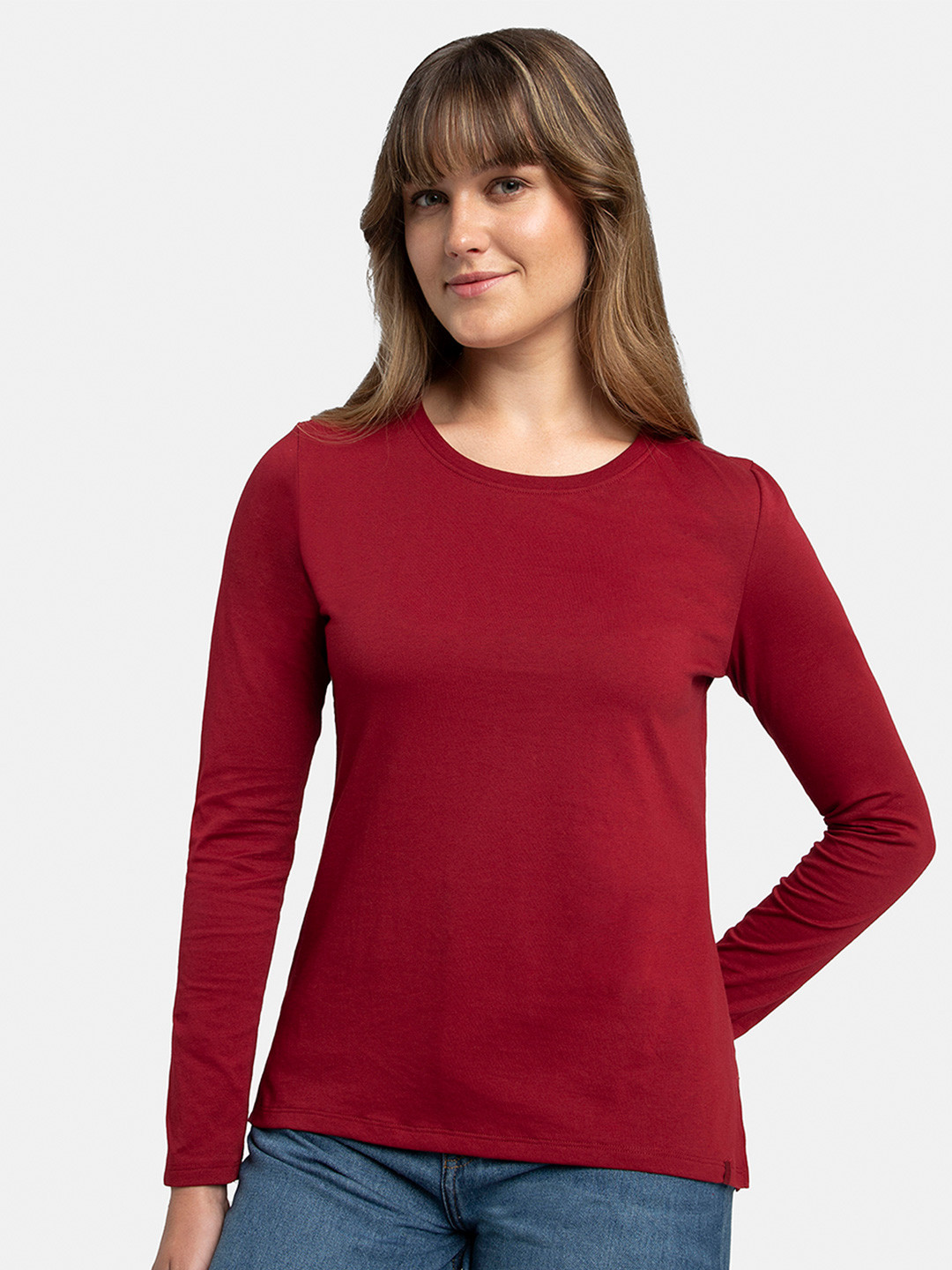 Jockey Super Combed Cotton Rich Relaxed Fit Solid Round Neck Full Sleeve T-shirt -A140