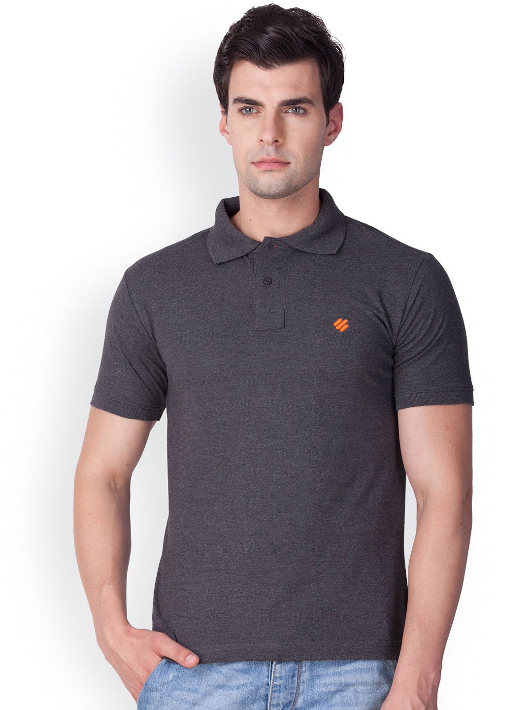 Buy ONN Men Grey Solid Polo Collar T 