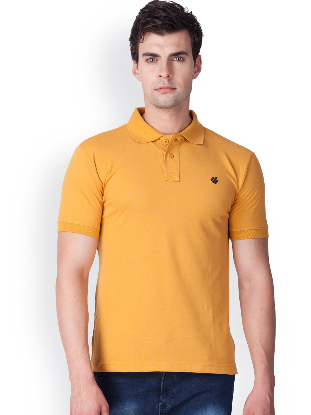 Buy ONN Men Mustard Yellow Solid Polo 
