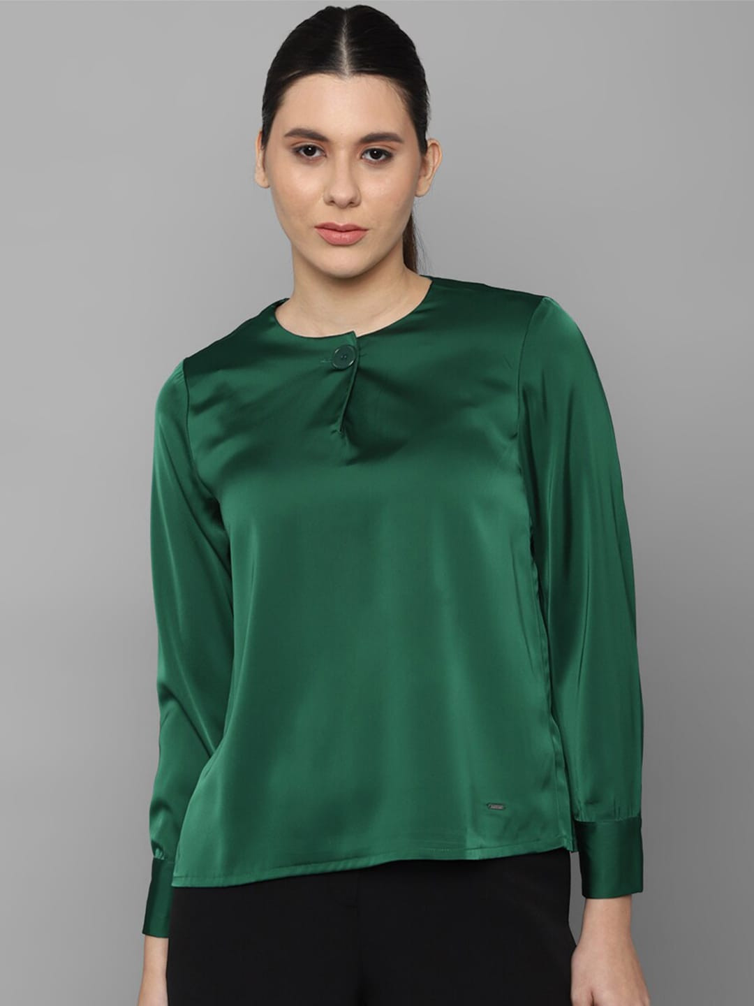 Allen Solly Woman Round Neck Cuffed Sleeves Top