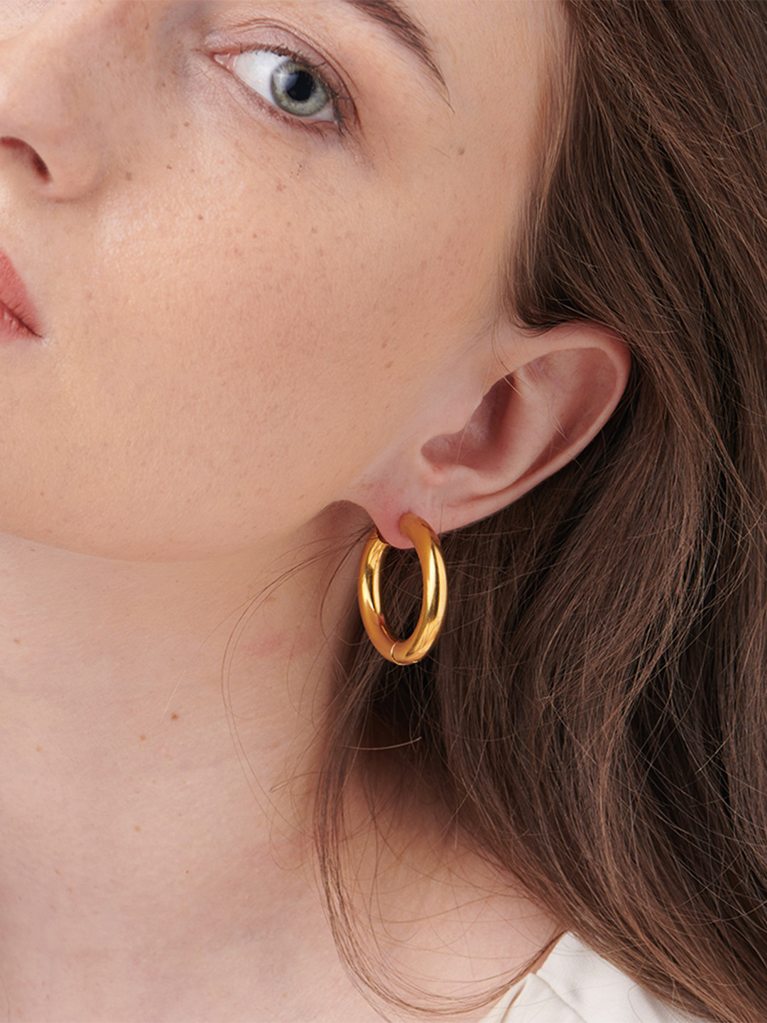 PALMONAS 18k Gold Plated Contemporary Hoop Earrings