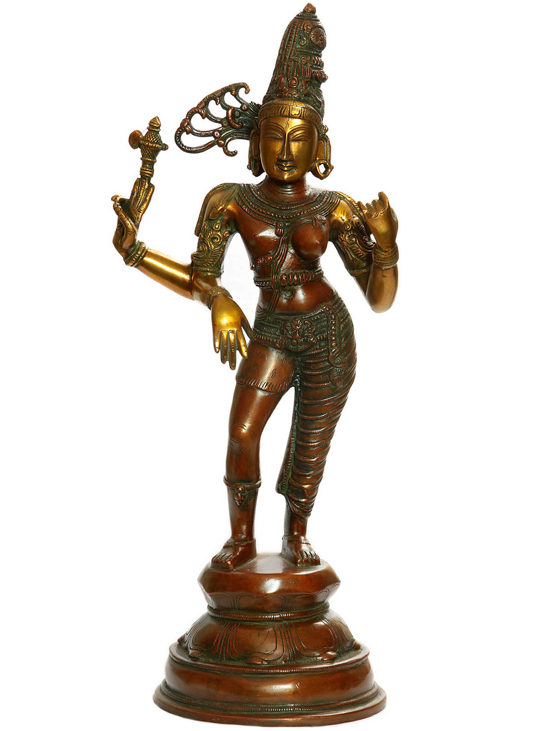 Exotic India Gold Toned Religious Ardhanarishvara Shiva Shakti Idol Showpieces