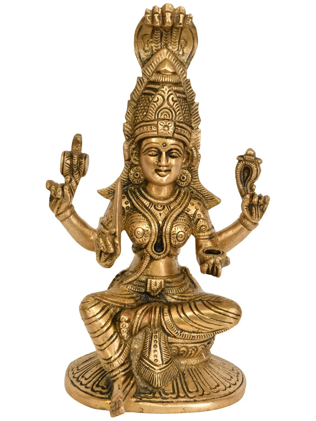 Exotic India Gold Toned Goddess Mariamman Religious Idol Showpiece