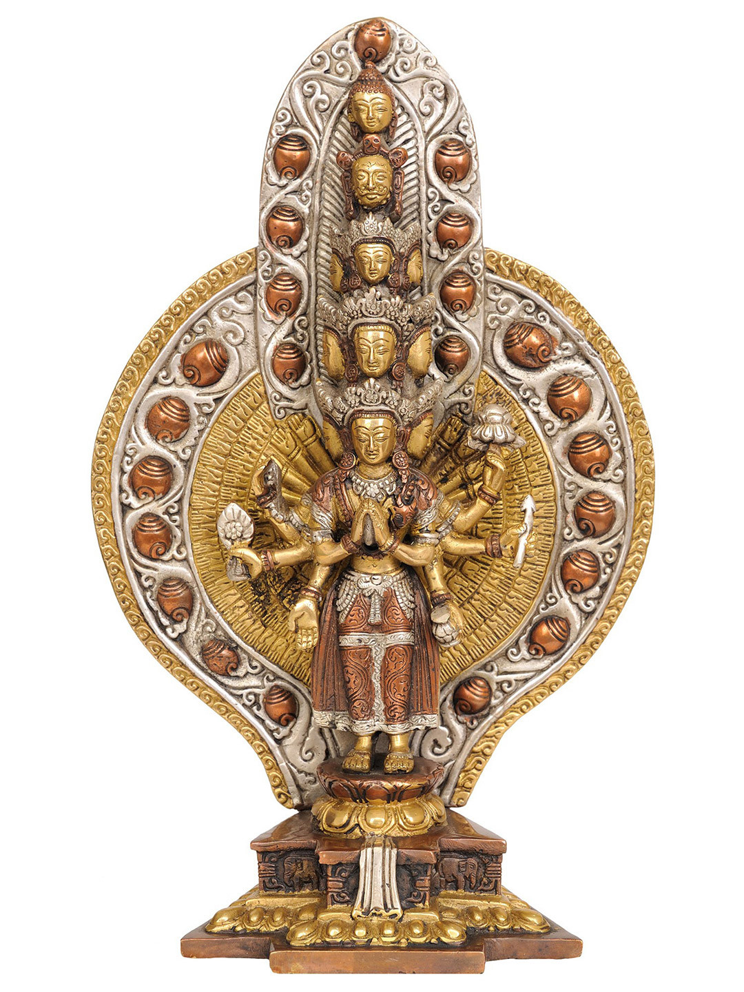 Exotic India Gold Toned Tibetan Buddhist Deity Idol Showpiece