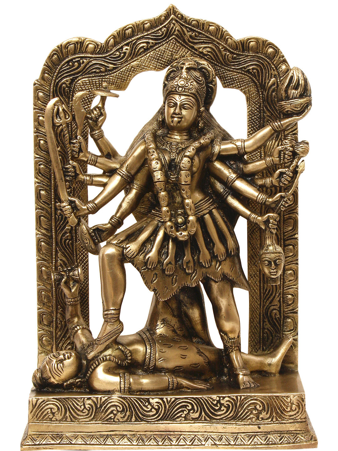Exotic India Gold Toned Religious The Boon of Freedom Idol Showpiece