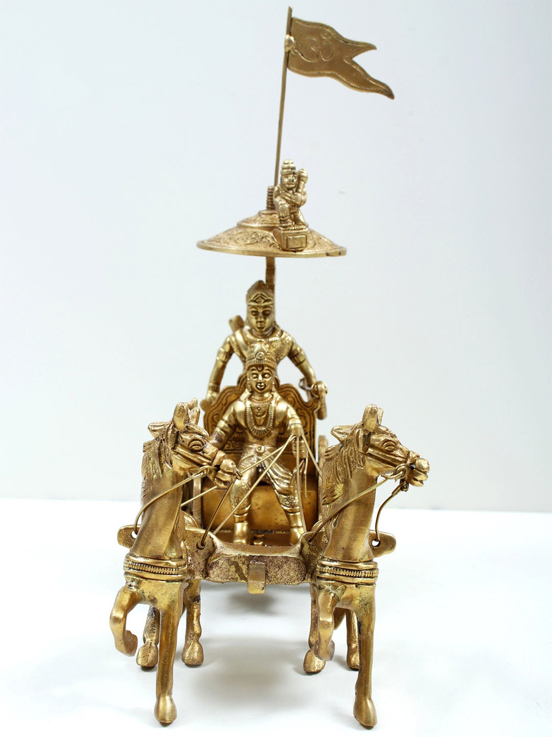 Exotic India Gold-Toned Brass Gita Updesha Showpiece