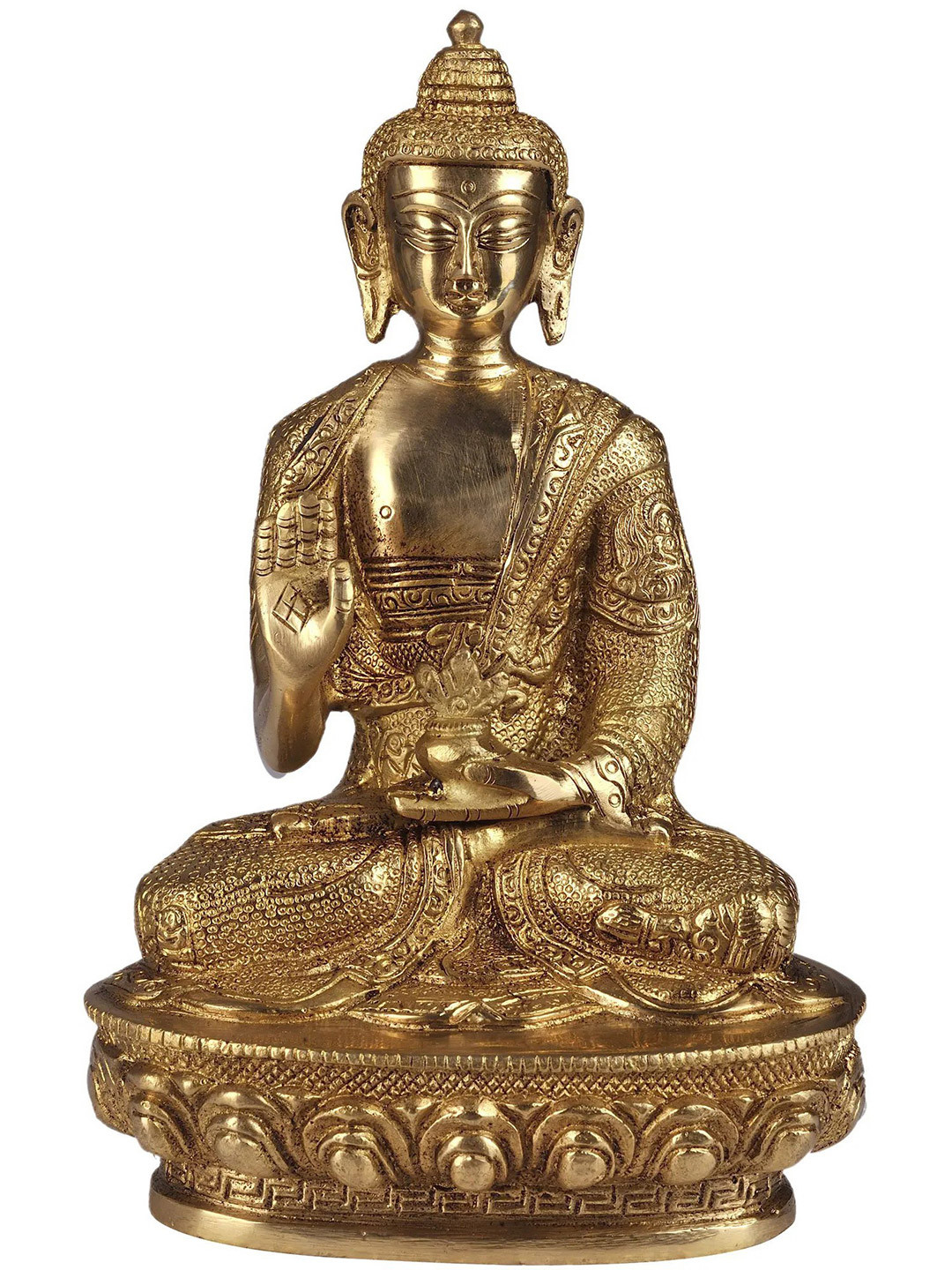 Exotic India Gold Toned Tibetan Buddhist God Idol Showpiece