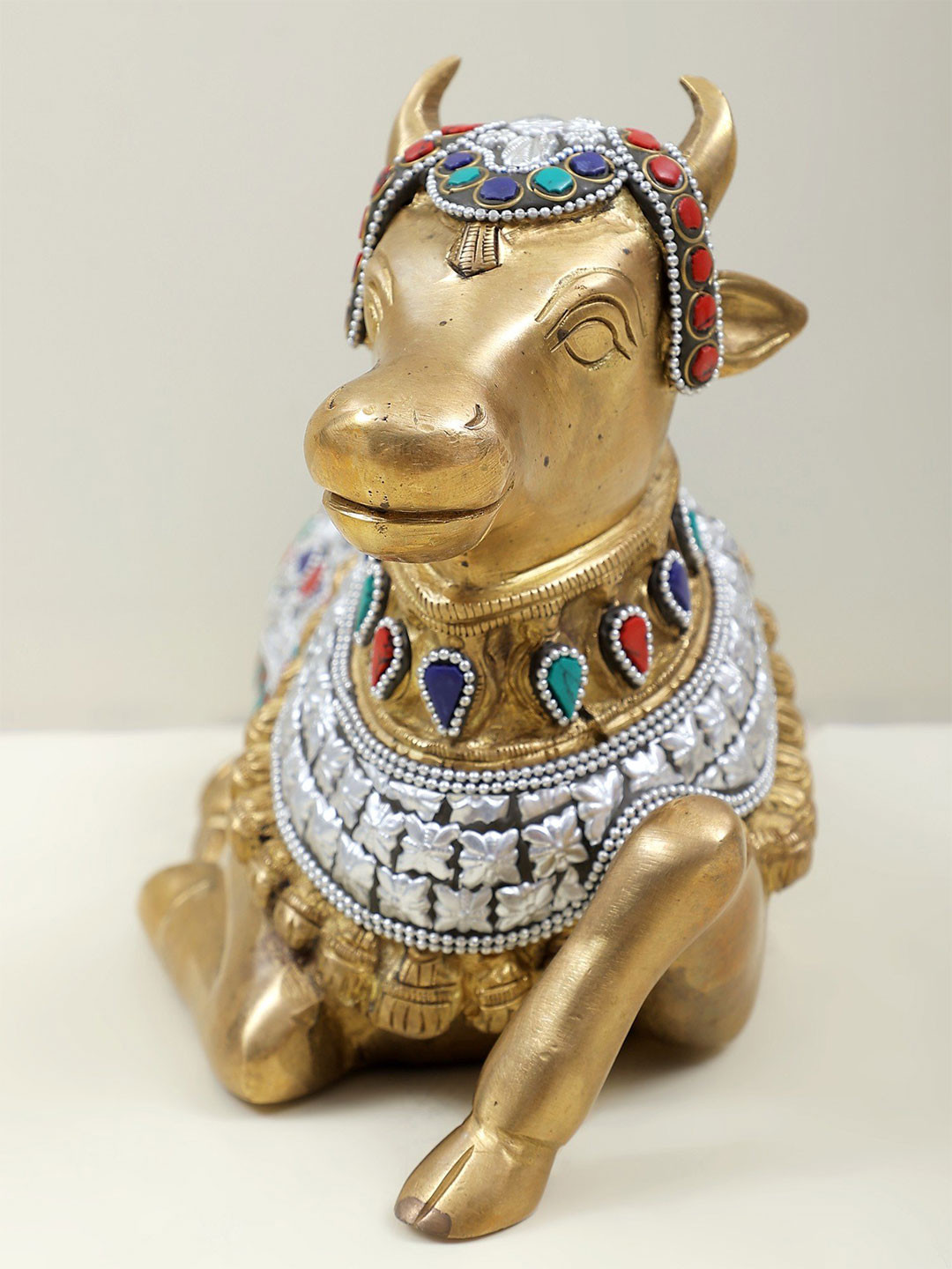 Exotic India Gold Toned Nandi The Vehicle Of Lord Shiva Religious Idol Showpiece