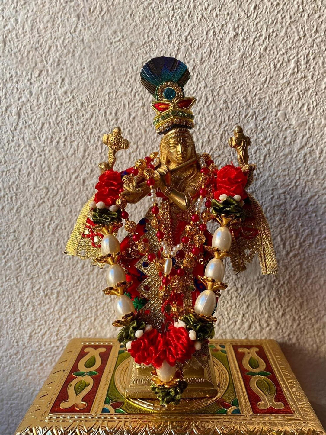 Exotic India Gold Toned Cosmic Form Lord Krishna Religious Idol Showpiece