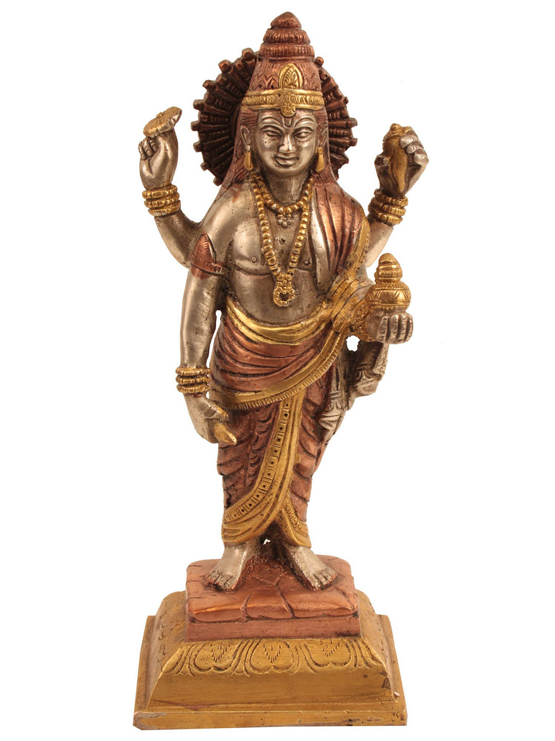Exotic India Gold Toned Dhanvantari The Physician Of The Gods Religious Idol Showpiece
