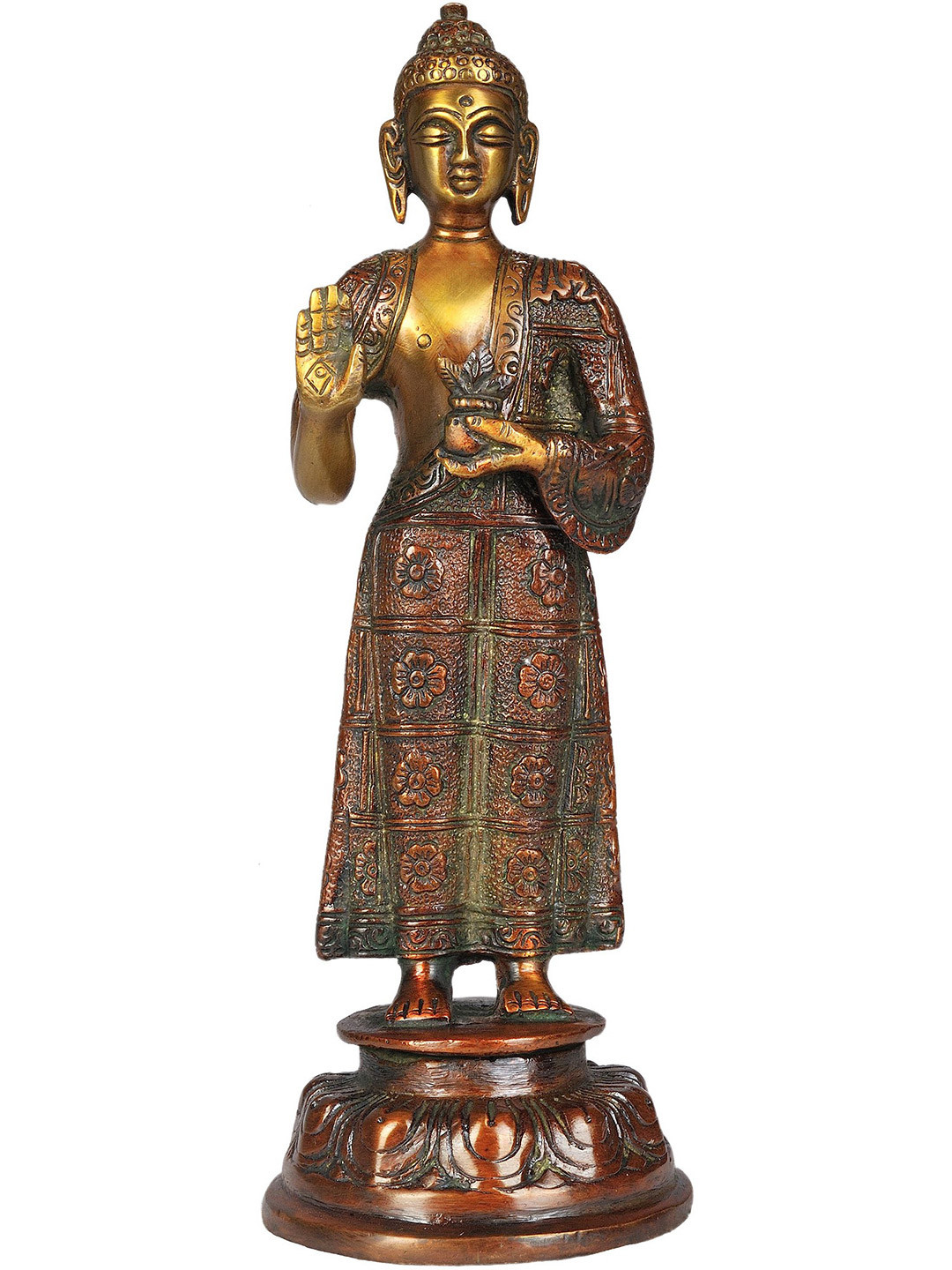 Exotic India Gold-Tone Religious Brass Buddha Showpiece