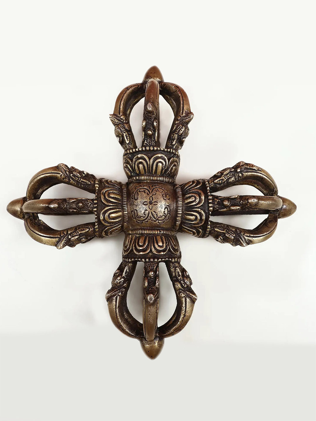 Exotic India Gold-Tone Religious Brass Tibetan Buddhist Showpiece