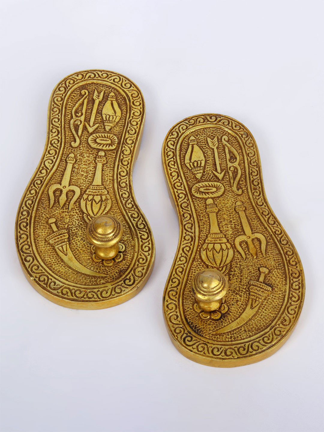 Exotic India Gold Toned 2 Pieces Religious Charan Paduka Khadau Showpieces
