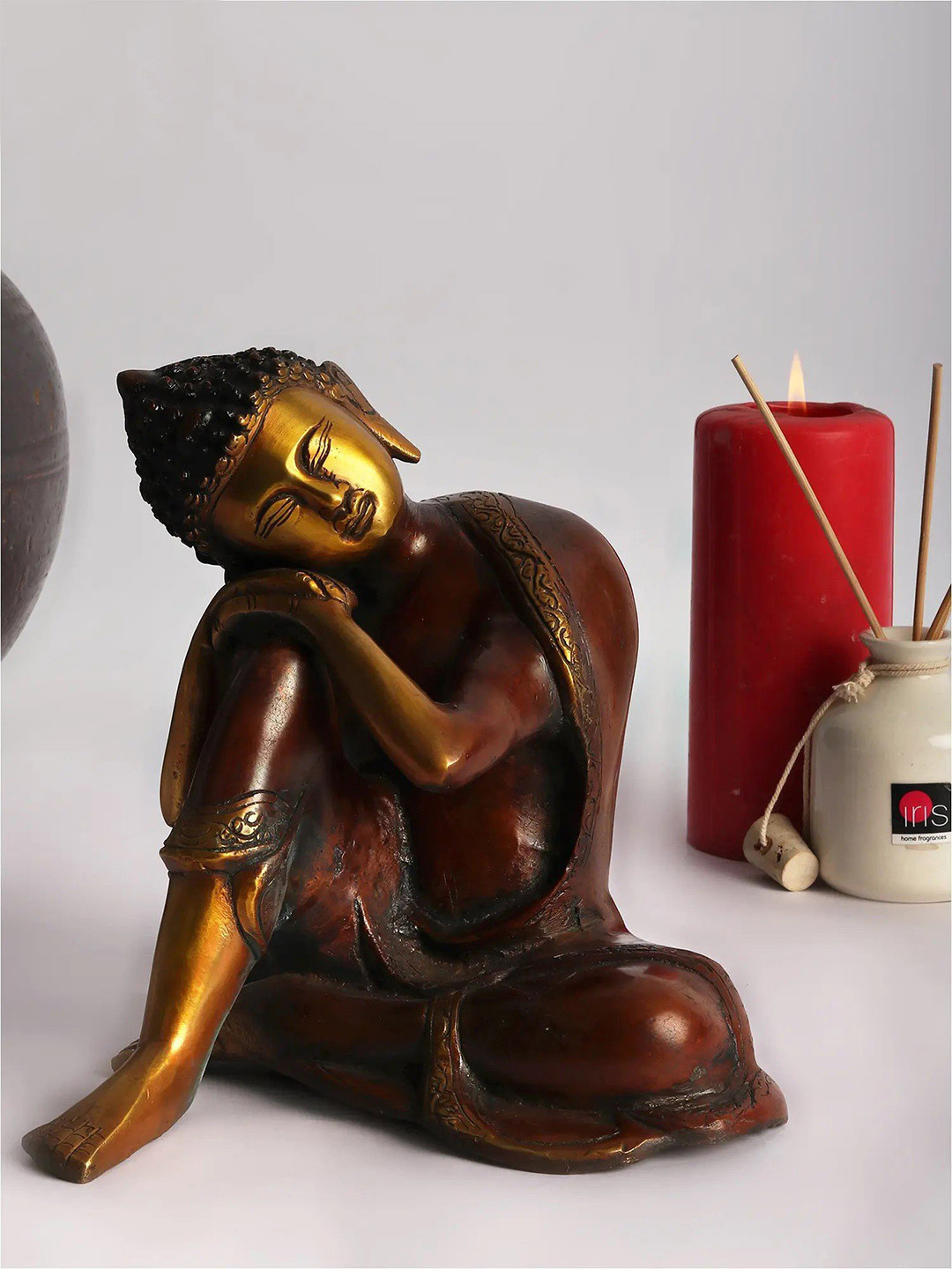 Exotic India Gold Toned Religious Japanese Thinking Buddha Showpiece
