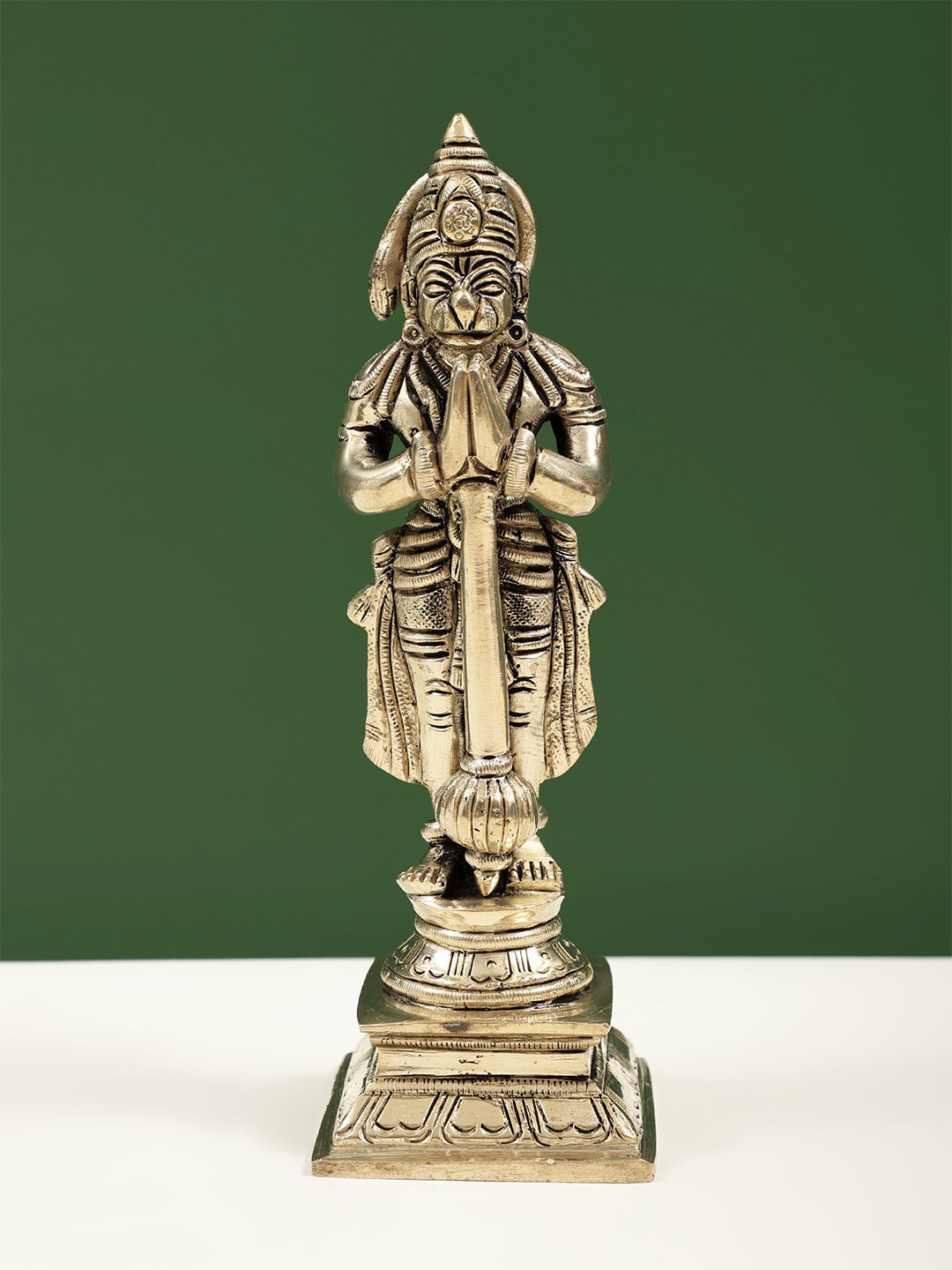 Exotic India Gold Toned Religious Brass The Humble Hanuman Religious Showpiece