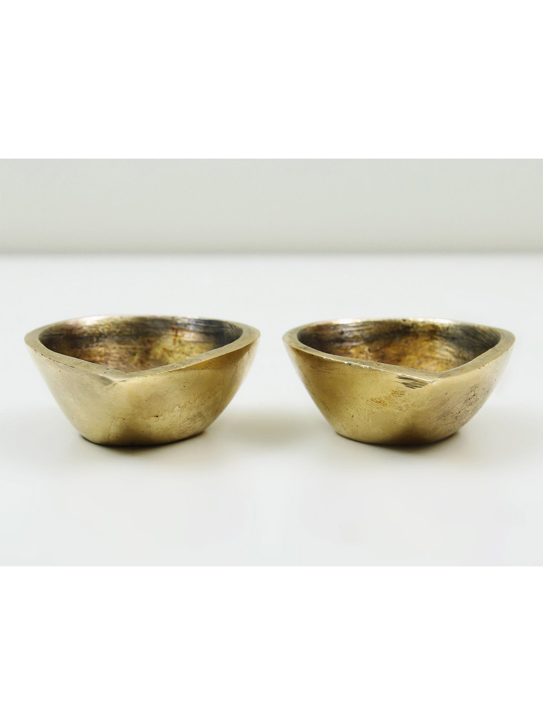 Exotic India 2 Pieces Gold Toned Puja Diyas Brass Pooja Essential