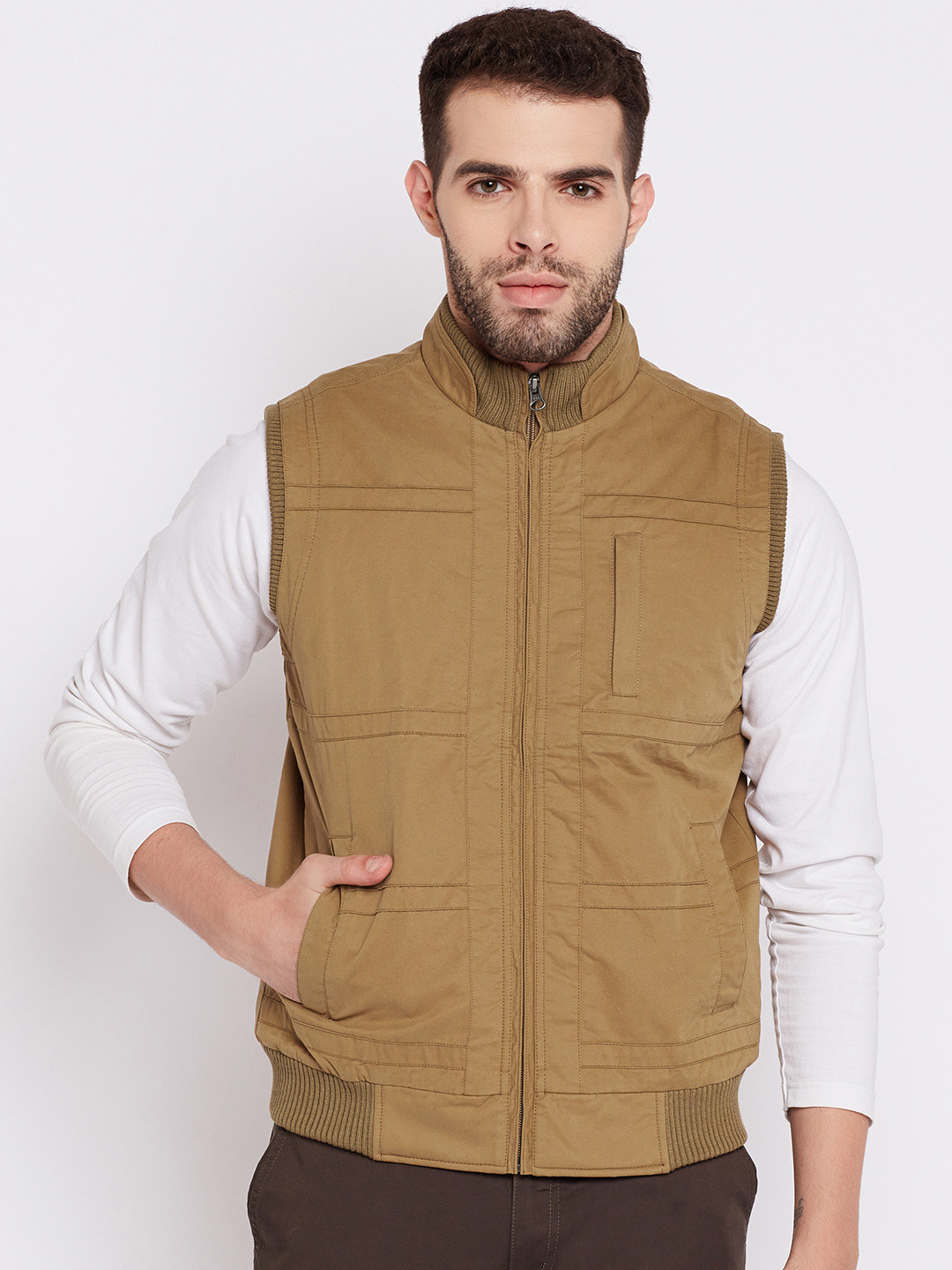 khaki half jacket