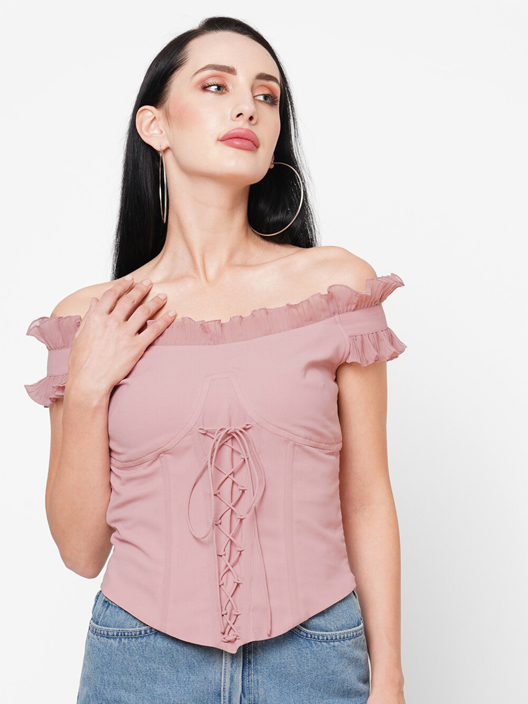 MISH Pink Off-Shoulder Bardot Top