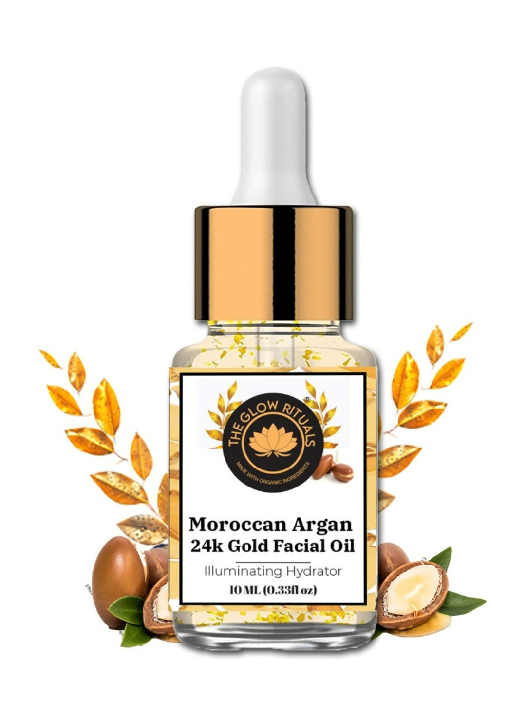 THE GLOW RITUALS Illuminating Hydrator Moroccan Argan 24k Gold Facial Oil 10ml
