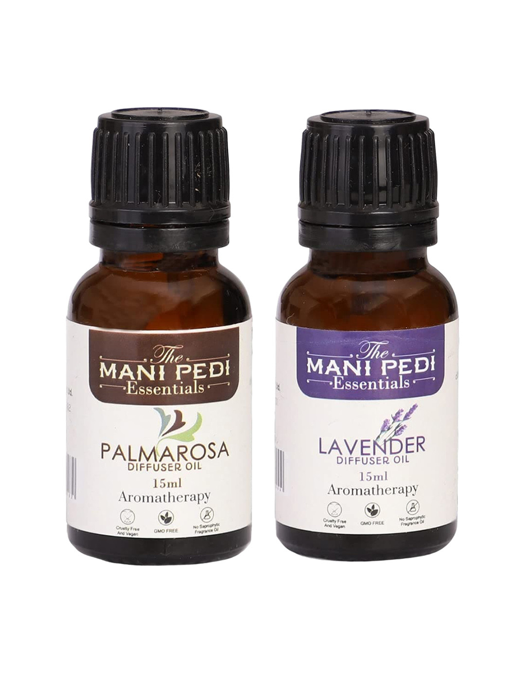 The Mani Pedi Essentials Pack Of 2 Brown Palmarosa and Lavender  Diffuser 15 ml