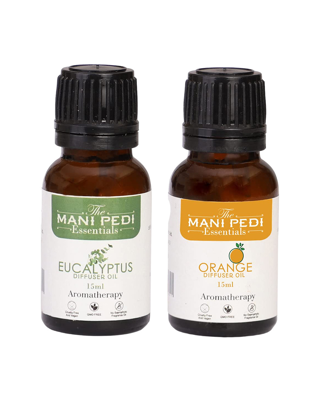 The Mani Pedi Essentials Set Of 2 Brown Printed  Eucalyptus & Orange Diffuser Oils 15ml
