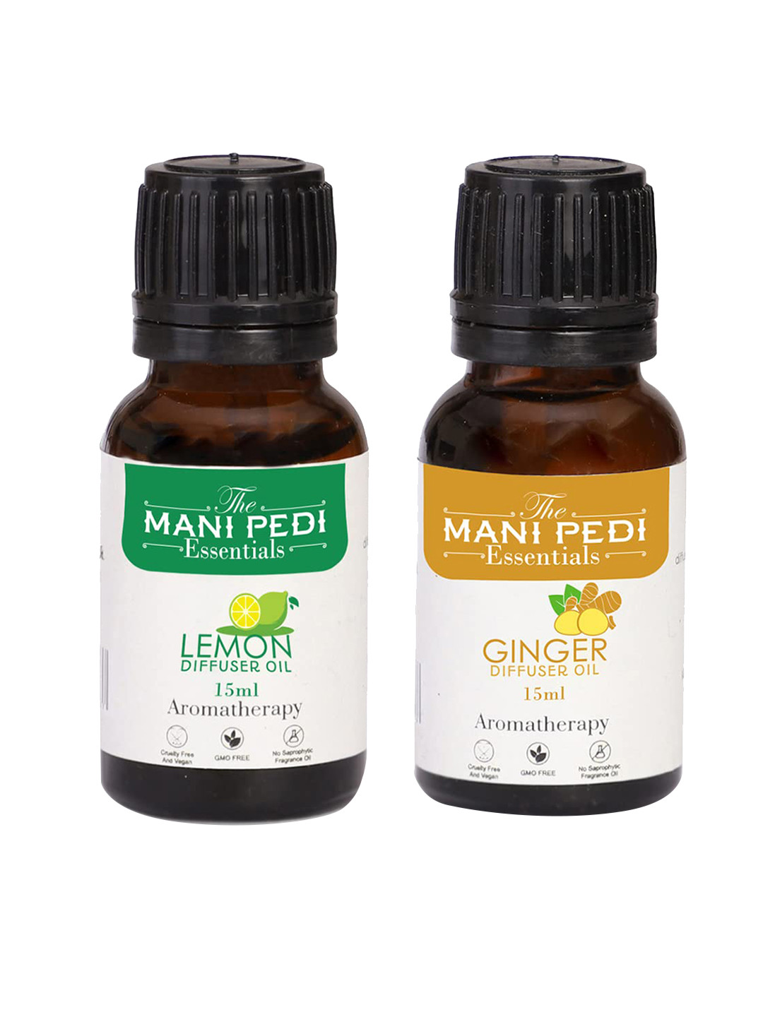 The Mani Pedi Essentials Set of 2 Brown lemon & Ginger Aroma Oil Diffusers 15 ml