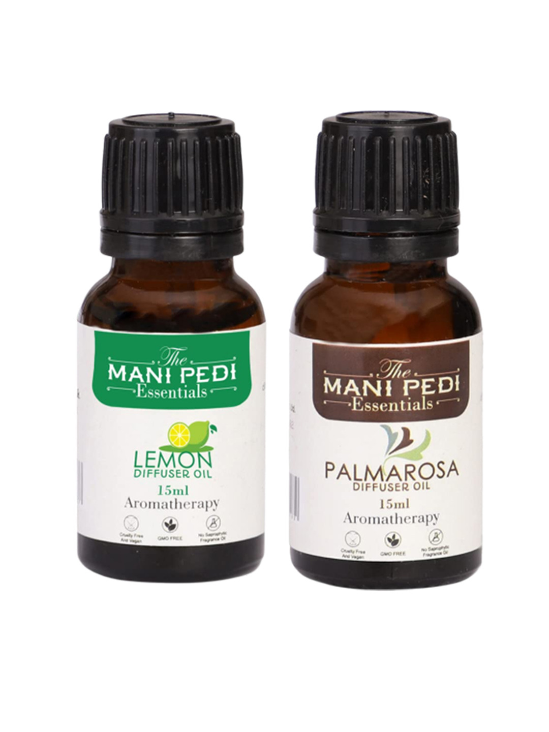 The Mani Pedi Essentials Set of 2 Brown lemon & Palmarosa Aroma Oil Diffusers 15 ml