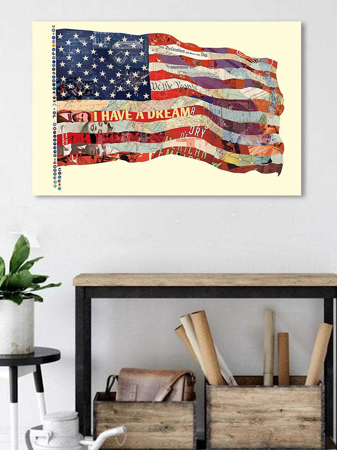 Art Street American Flag Canvas Wall Rectangle Paintings Wall Art - 16 x 22In