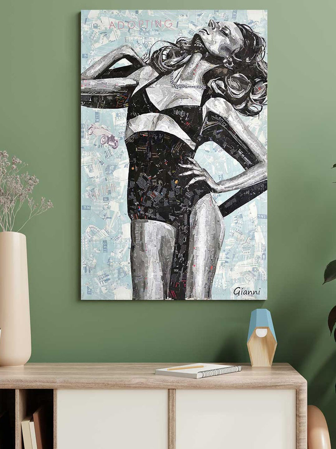 Art Street Black & White Dressings Room Figurative Canvas Painting Wall Art