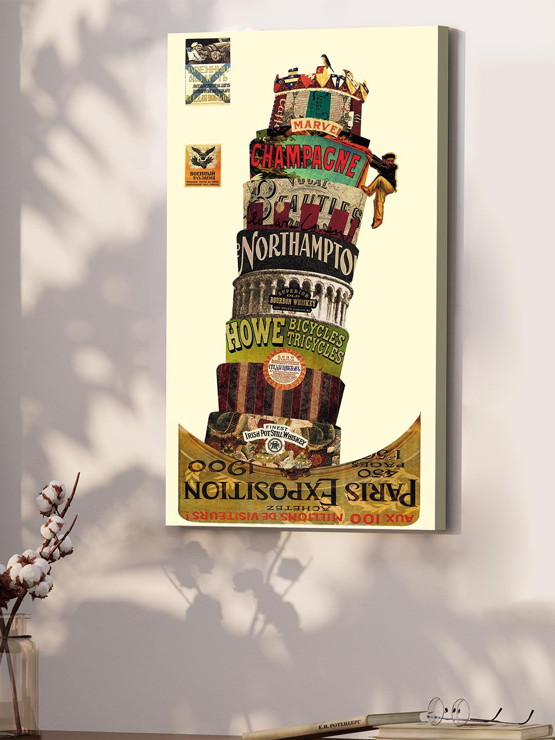 Art Street Leaning Tower of Pisa Canvas Wall Rectangle Paintings Wall Art - 22 x 12In